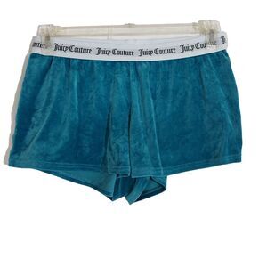 Juicy Couture Sleepwear Shorts Womens Size Large Blue Velour Stretch Rhinestones